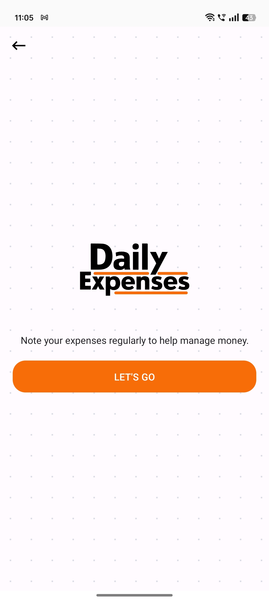 Home screen of Daily Expenses